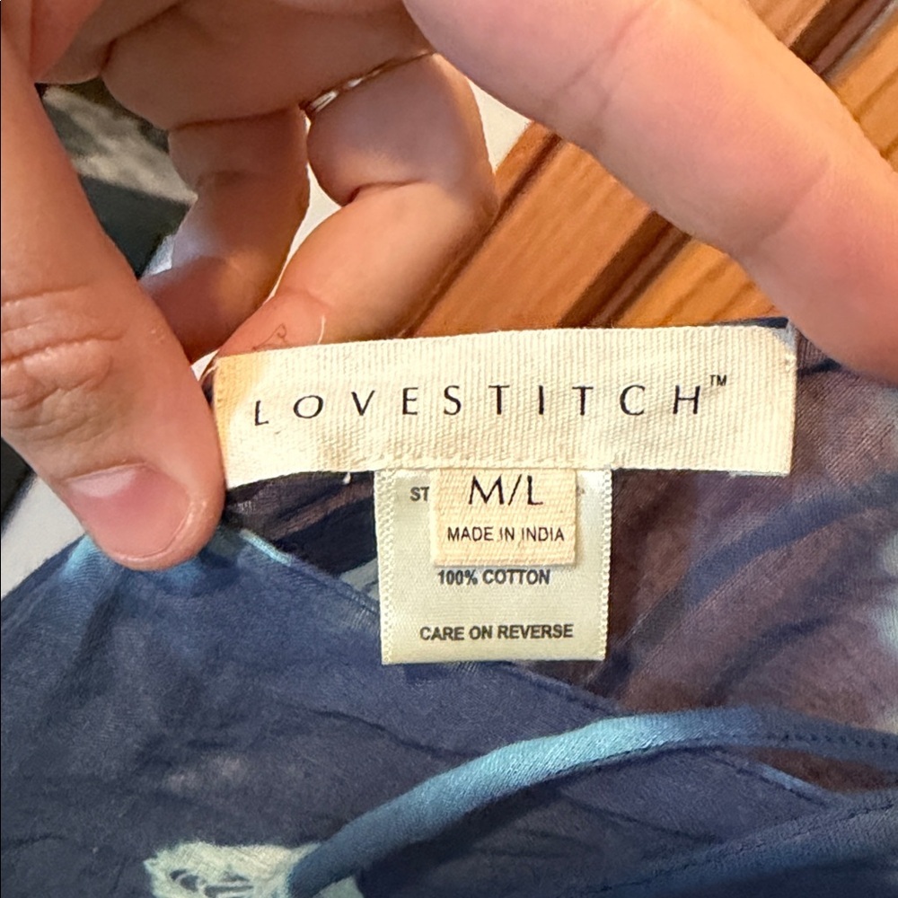 Lovestitch Blue Tie-Dye Cotton Sarong Medium/Large NWOT - Picture 5 of 6